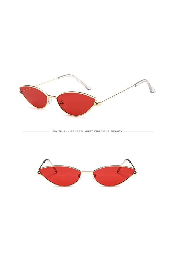 Lunettes de soleil pour homme et femme - Tendance - Rétro - Tendance - Pour homme et femme - Petit cadre - Oeil de chat ovale