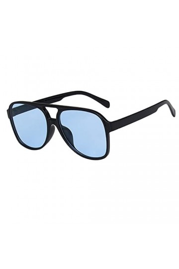Lunettes de soleil tendance pour femme Style rétro surdimensionné Lunettes de soleil carrées pour homme et femme, bleu, taill