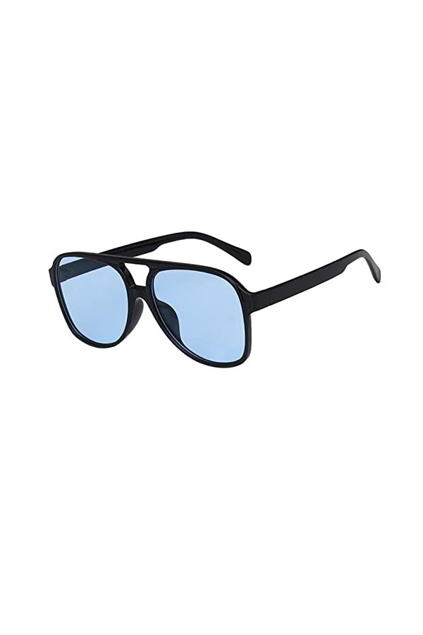 Lunettes de soleil tendance pour femme Style rétro surdimensionné Lunettes de soleil carrées pour homme et femme, bleu, taill