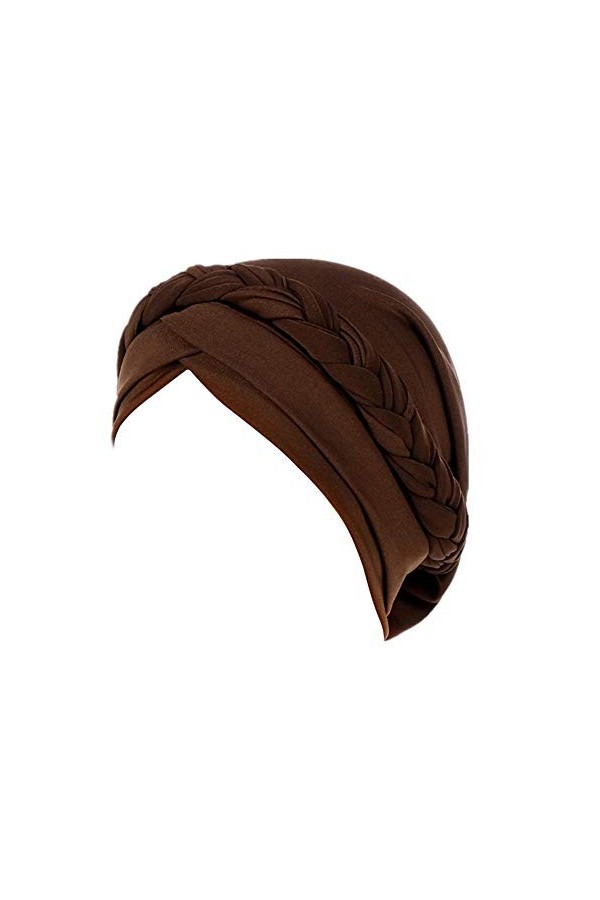 Fxhixiy Turban soyeux pour femme avec tresse Hijab pour cancer et chimio, bleu/blanc, Taille unique