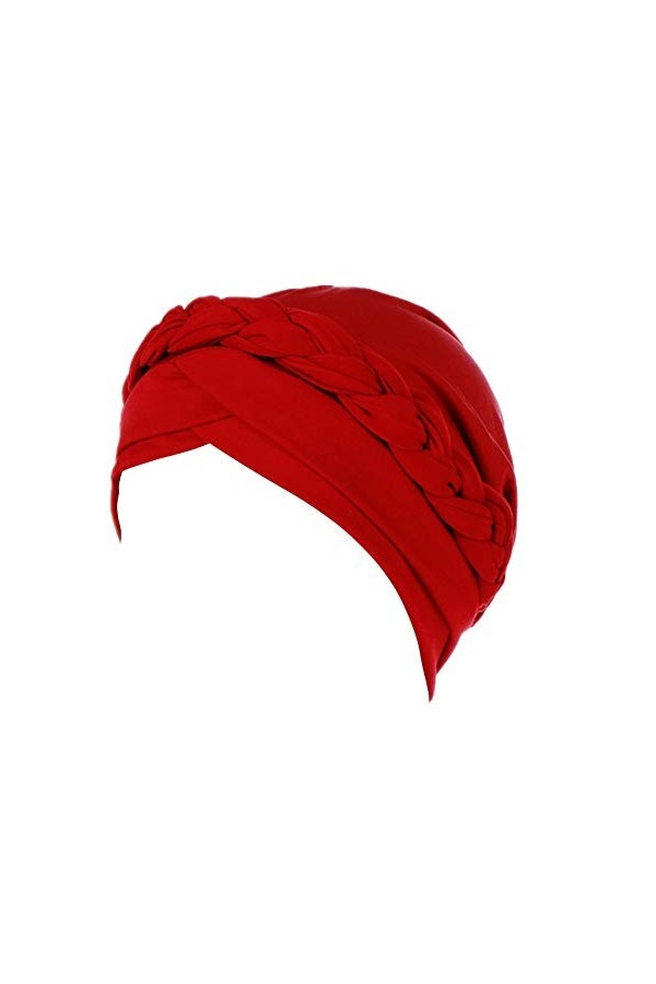 Fxhixiy Turban soyeux pour femme avec tresse Hijab pour cancer et chimio, bleu/blanc, Taille unique