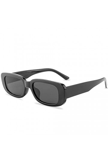 GXFCAI Lunettes de soleil vintage tendance pour femme/homme - Lunettes de soleil rectangulaires UV400 pour femme, Noir