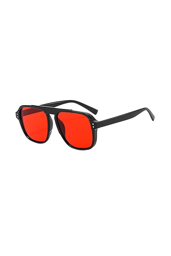 Dinnesis Lunettes de soleil polarisées pour homme et femme - Lunettes de soleil classiques avec monture ronde, rouge, taille