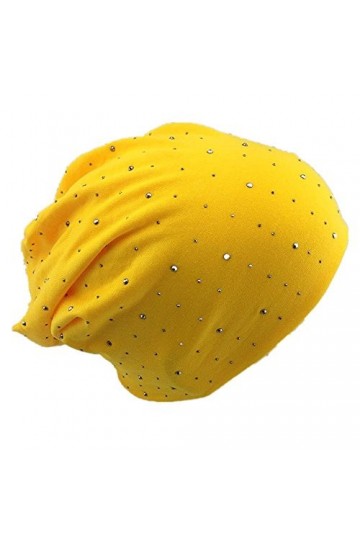 Miobo Jersey Slouch Bonnet long tendance avec strass élégants, rivets, unisexe, couleur unie, pour homme ou femme - bleu - Ta