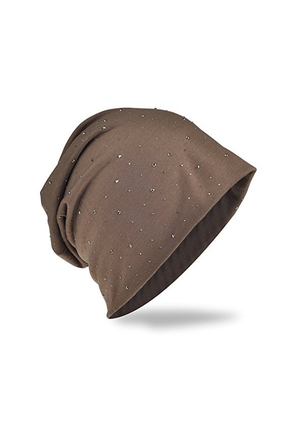 Miobo Jersey Slouch Bonnet long tendance avec strass élégants, rivets, unisexe, couleur unie, pour homme ou femme - bleu - Ta