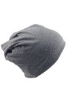 Miobo Jersey Slouch Bonnet long tendance avec strass élégants, rivets, unisexe, couleur unie, pour homme ou femme - bleu - Ta