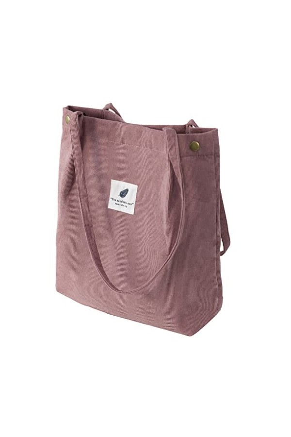 VOKUVIKU Fleurs Sacs de Courses Tote Bag Femme Aesthetic Sac à Bandoulière en Velours Côtelé Sacs en Toile Grand Sac Femme Ca