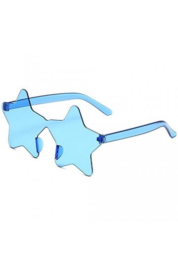 WAITLOVER Rimless I6R1 Lunettes de soleil colorées et transparentes avec pentagramme pour femme