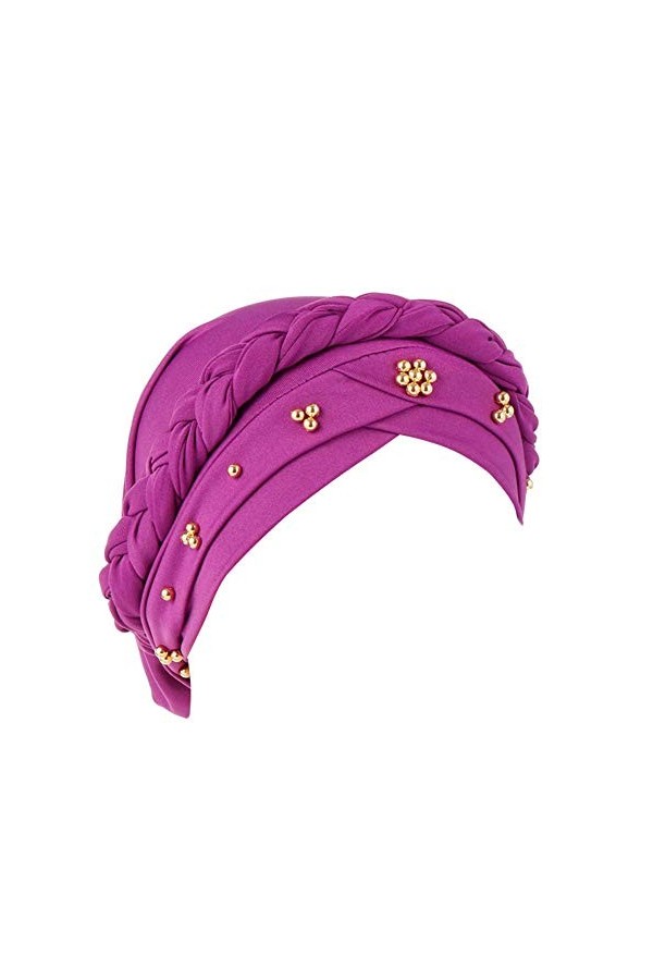 Fxhixiy Turban torsadé pour femme - Tresse - Cancer chimio - Cancer - violet - Taille unique