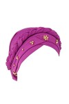 Fxhixiy Turban torsadé pour femme - Tresse - Cancer chimio - Cancer - violet - Taille unique