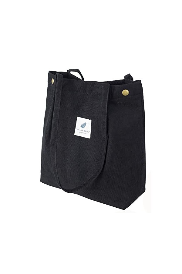 VOKUVIKU Fleurs Sacs de Courses Tote Bag Femme Aesthetic Sac à Bandoulière en Velours Côtelé Sacs en Toile Grand Sac Femme Ca