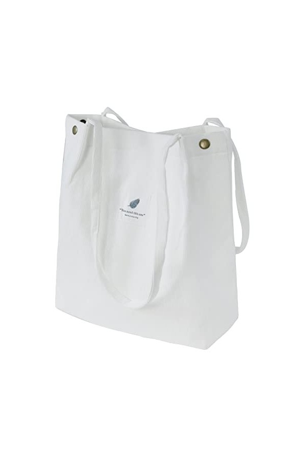 VOKUVIKU Fleurs Sacs de Courses Tote Bag Femme Aesthetic Sac à Bandoulière en Velours Côtelé Sacs en Toile Grand Sac Femme Ca