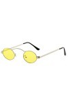 XIDIT Petites Lunettes de soleil ovales Femme Rétro Cadre en Métal Rétro Rondes Femmes Lunettes de Soleil Uv400 Argent + Jau