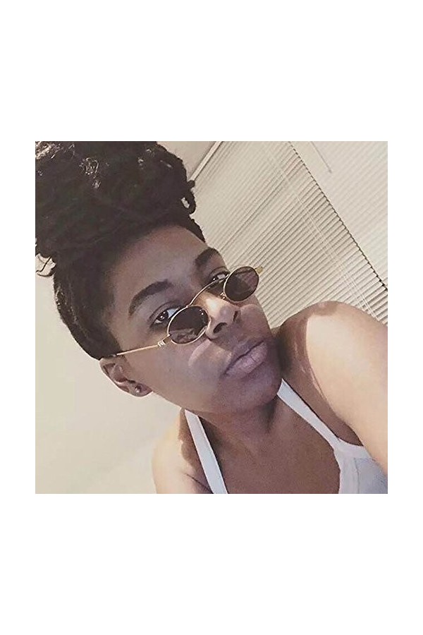 XIDIT Petites Lunettes de soleil ovales Femme Rétro Cadre en Métal Rétro Rondes Femmes Lunettes de Soleil Uv400 Argent + Jau