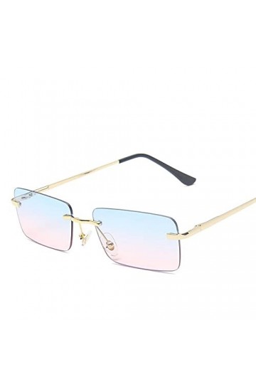Pmandgk Lunettes de soleil rectangulaires monture pour femme Unisexe Lunettes de soleil Accessoires mode strass Bleu poudre