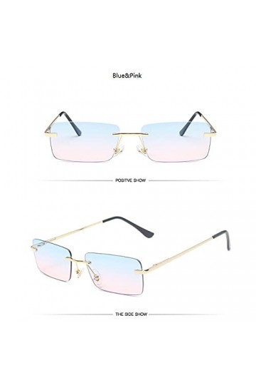 Pmandgk Lunettes de soleil rectangulaires monture pour femme Unisexe Lunettes de soleil Accessoires mode strass Bleu poudre