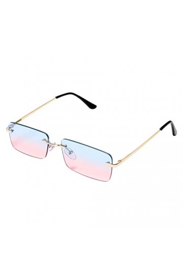Wisalagin Mode Rectangle Lunettes de soleil sans monture Femme Unisexe Lunettes Lunettes Lunettes Mode Route Accessoires Bleu