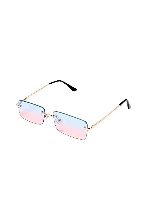 Wisalagin Mode Rectangle Lunettes de soleil sans monture Femme Unisexe Lunettes Lunettes Lunettes Mode Route Accessoires Bleu