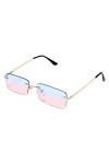 Wisalagin Mode Rectangle Lunettes de soleil sans monture Femme Unisexe Lunettes Lunettes Lunettes Mode Route Accessoires Bleu