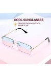 Wisalagin Mode Rectangle Lunettes de soleil sans monture Femme Unisexe Lunettes Lunettes Lunettes Mode Route Accessoires Bleu