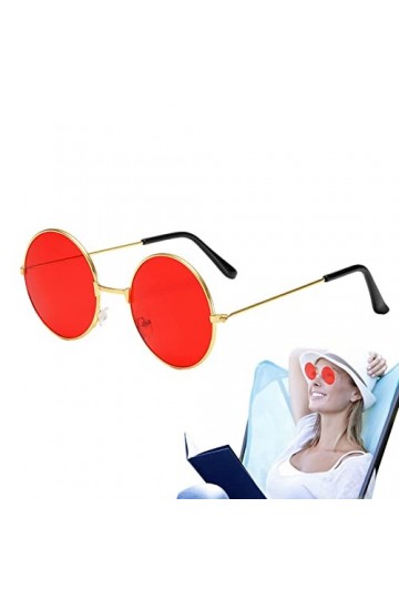 Aizuoni Soleil Rondes pour Hommes - Soleil Rondes rétro Petit Verre coloré | Petites Lunettes Hippie Vintage Hipster pour Fem