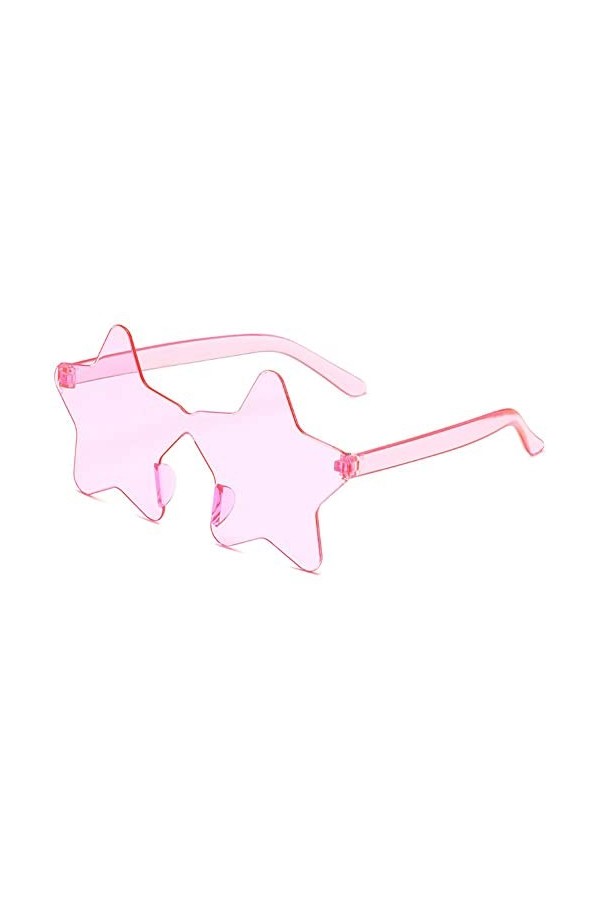 Cikiki Lunettes de soleil sans monture en forme détoile Transparent Couleur bonbon Lunettes de soleil Pièce Pentagramme Cost