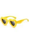 OIUHJN Lunettes de soleil vintage en forme de cœur - Lunettes de soleil neutres - Lunettes de soleil polarisées, jaune, Taill