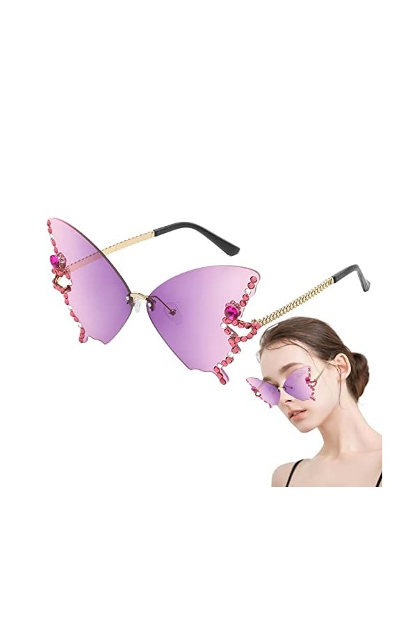 Shenrongtong soleil tendance en forme papillon en diamant pour femme, soleil sans monture pour bloquer la lumière du soleil, 