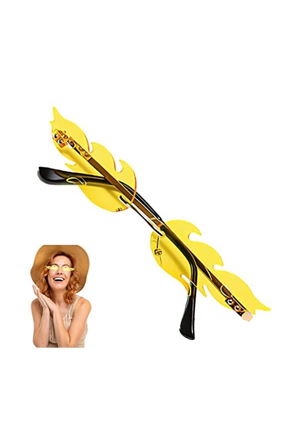 Jomewory Soleil Flamme, Lunettes sans Monture pour Femmes, Cadeau Soleil à la MoVintage pour Halloween Noël Hommes Femmes Cos