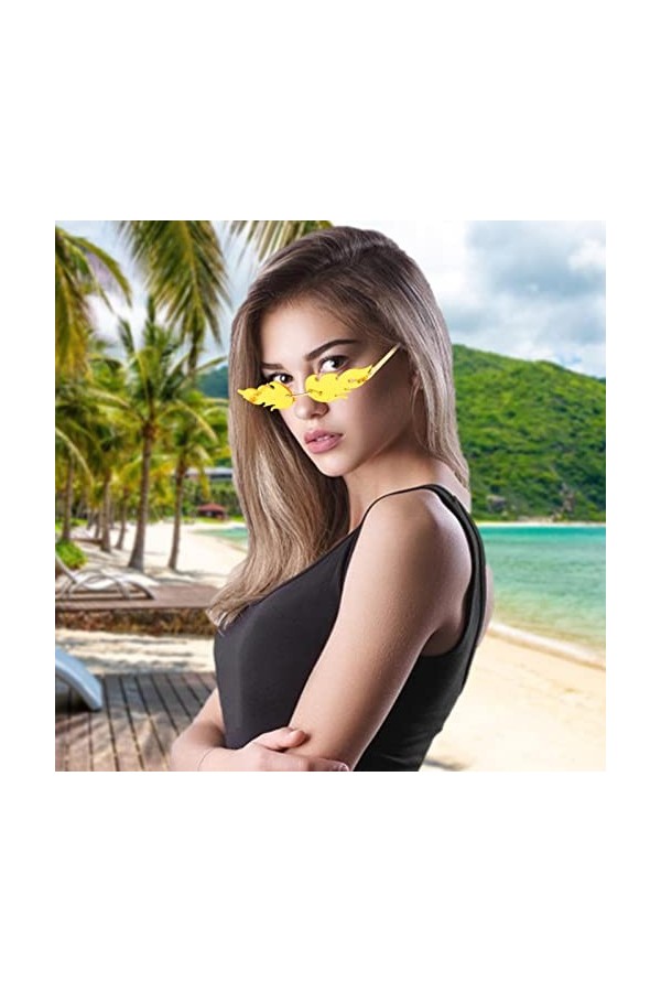 Jomewory Soleil Flamme, Lunettes sans Monture pour Femmes, Cadeau Soleil à la MoVintage pour Halloween Noël Hommes Femmes Cos