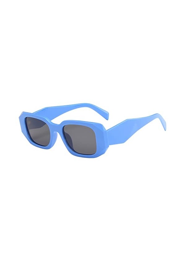 hahuha Lunettes de soleil rondes à monture irrégulière unisexe pour femme et homme, bleu, taille unique