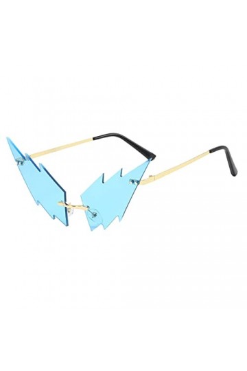 Lunettes de soleil polarisées à petit visage pour femme - Style tendance - Sans monture - Flamme irrégulière - Octogone, bleu