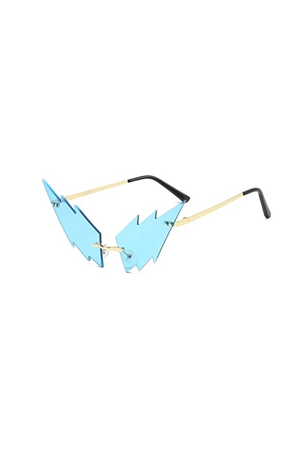 Lunettes de soleil polarisées à petit visage pour femme - Style tendance - Sans monture - Flamme irrégulière - Octogone, bleu