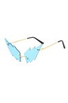 Lunettes de soleil polarisées à petit visage pour femme - Style tendance - Sans monture - Flamme irrégulière - Octogone, bleu