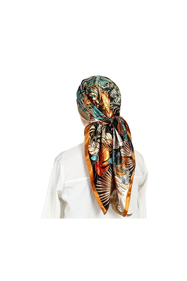 RIIQIICHY Foulard pour les femmes comme foulard en satin de soie pour envelopper les cheveux la nuit Bandana Carré Designer F