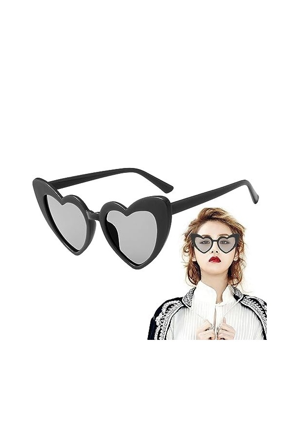 Lunettes De Soleil Coeur, Lunettes De Soleil En Forme Damour Rétro Tendance Surdimensionnées Colorées, Lunette Colorées De F