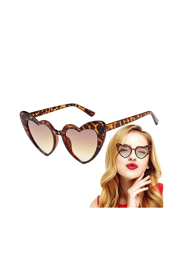 Lunettes De Soleil Coeur, Lunettes De Soleil En Forme Damour Rétro Tendance Surdimensionnées Colorées, Lunette Colorées De F