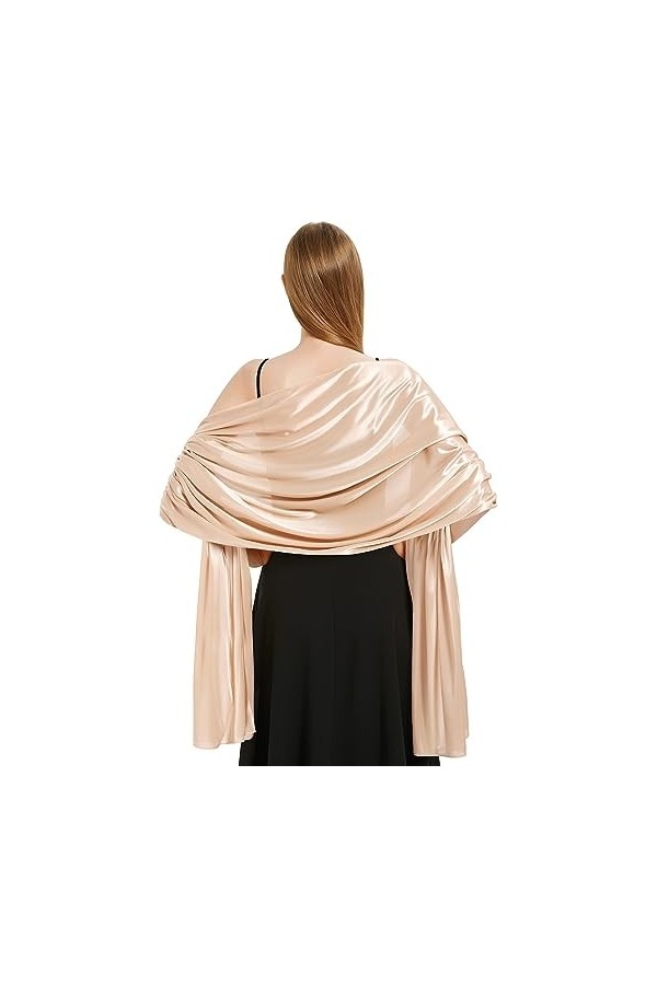 Vijamiy Etoles Femme Mariage Chales en Satin Echarpes Chic Longue Wrap Foulard Pashmina Elégante pour Fêtes Soirée Cérémonies