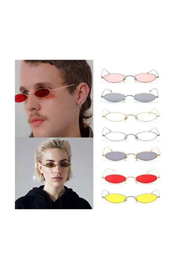 Rétro en métal de Petites Lunettes de Soleil ovales des Femme des Hommes Lunette de Soleil Malloom
