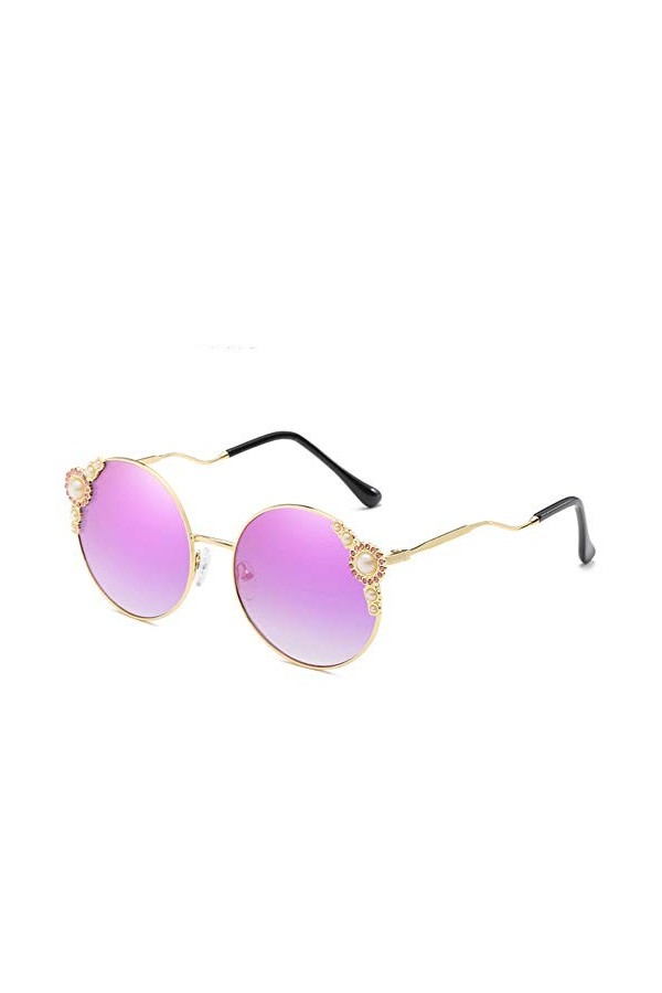 Lunettes de Soleil - Femme - Solike Femme Rétro Lunettes Adultes Chic Aviateur Lunettes Protection UV400 Ronde Métal Cadre Ce