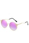 Lunettes de Soleil - Femme - Solike Femme Rétro Lunettes Adultes Chic Aviateur Lunettes Protection UV400 Ronde Métal Cadre Ce