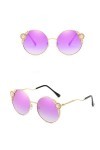 Lunettes de Soleil - Femme - Solike Femme Rétro Lunettes Adultes Chic Aviateur Lunettes Protection UV400 Ronde Métal Cadre Ce