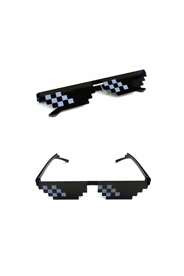 SHYKNYU Lunettes de soleil mosaïque pour homme et femme Pixel noir rétro gamer robot lunettes de soleil fête vintage cool lun