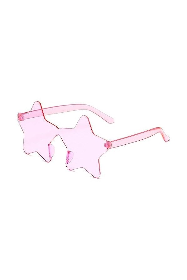 Lunettes de soleil sans monture en forme détoile Transparent Couleur bonbon Lunettes de soleil Pièce Pentagramme pour femmes