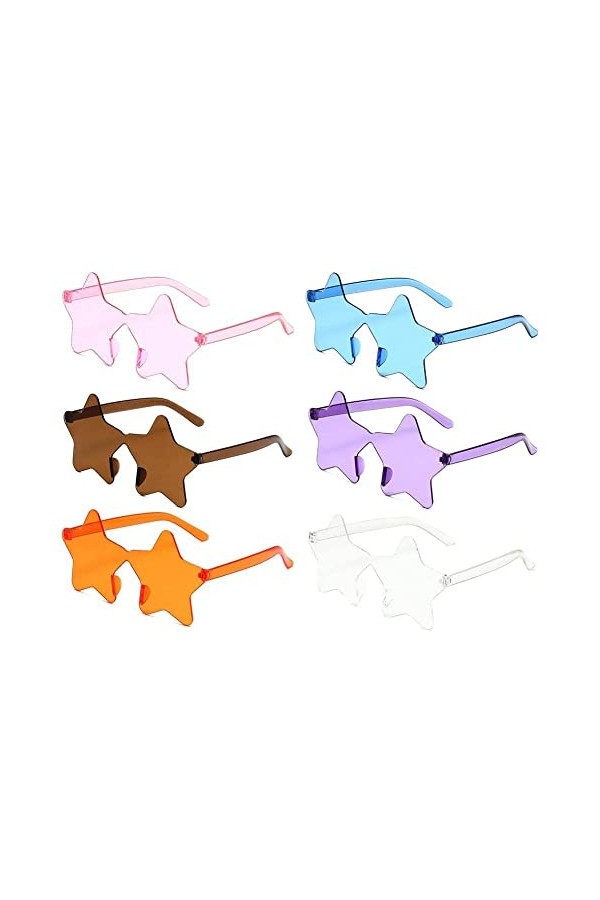 Lunettes de soleil sans monture en forme détoile Transparent Couleur bonbon Lunettes de soleil Pièce Pentagramme Pour Femmes