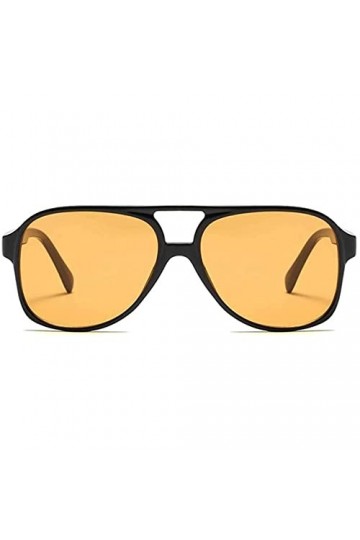 Hilai Lunettes de soleil Vintage Retro 70S pour femmes hommes classiques grand cadre carré UV400 verres orange tendus lunette