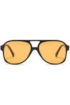 Hilai Lunettes de soleil Vintage Retro 70S pour femmes hommes classiques grand cadre carré UV400 verres orange tendus lunette