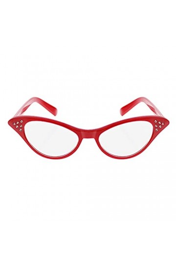Zacs Alter Ego Lunettes rétro années 50 avec strass, Rouge, taille unique