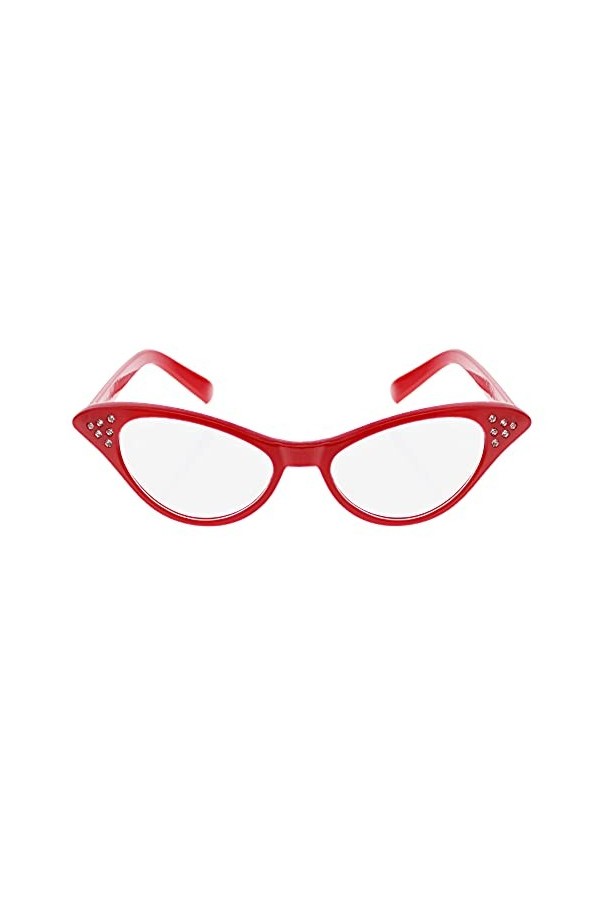 Zacs Alter Ego Lunettes rétro années 50 avec strass, Rouge, taille unique