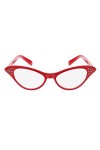 Zacs Alter Ego Lunettes rétro années 50 avec strass, Rouge, taille unique